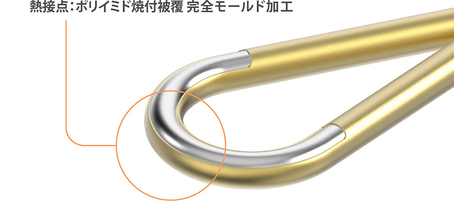 熱接点：ポリイミド焼付被覆 完全モールド加工